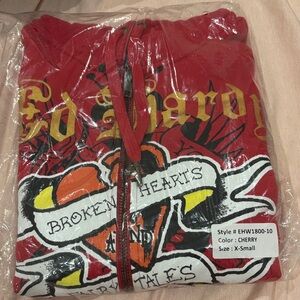 Ed Hardy Cherry Bomber Jacket with Graphic Design